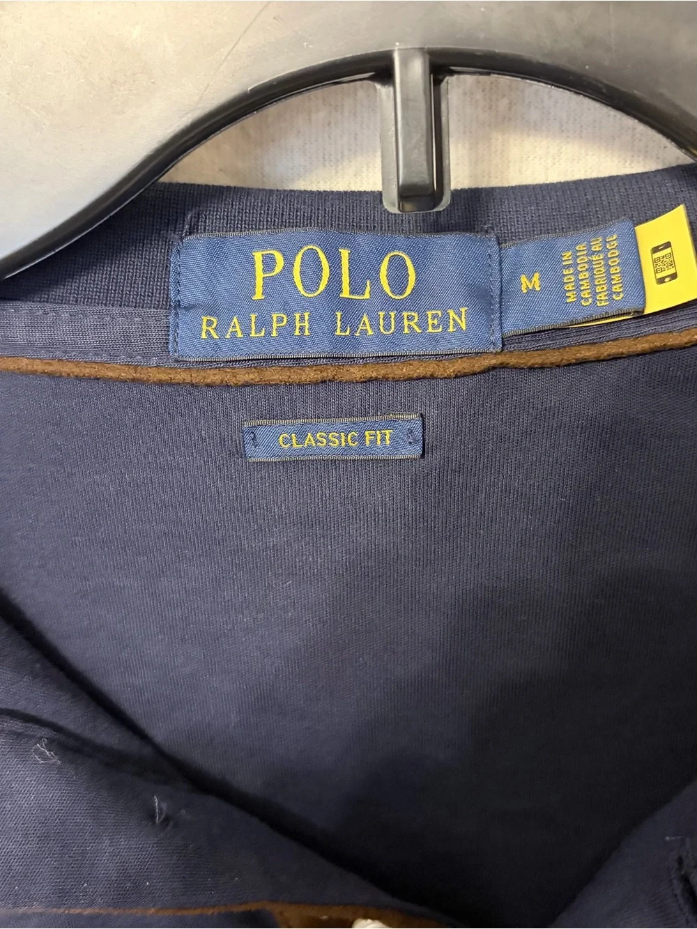 Ralph Lauren Long-Sleeve Polo Shirt in Navy with Contrast Placket